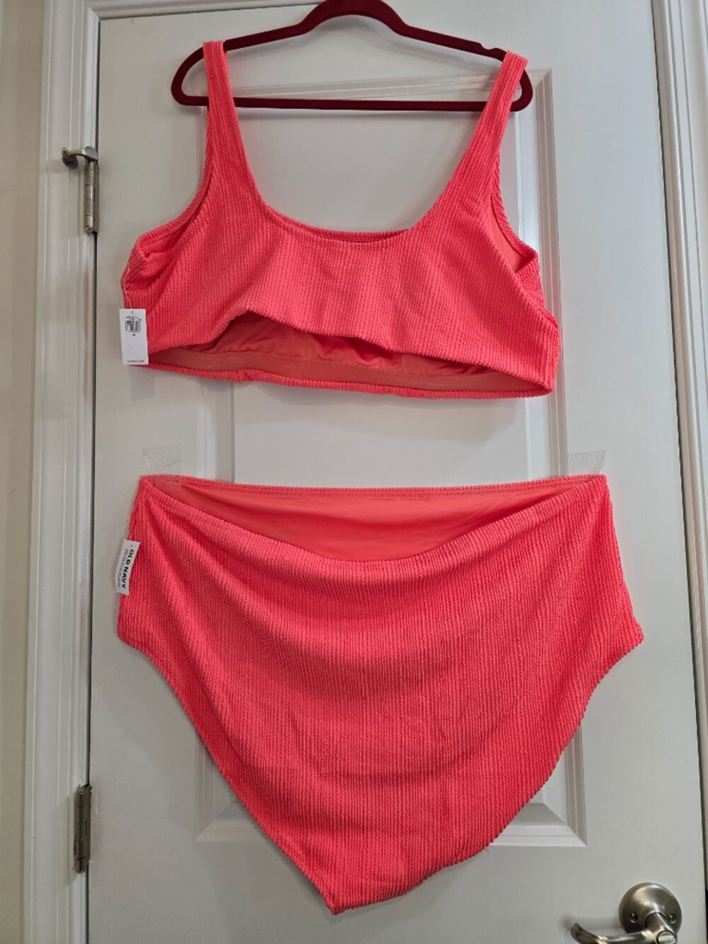 Old Navy Swim Bikini - Scoop Neck Top & High Waisted Bottoms - Coral Tropics NWT - Picture 3 of 11